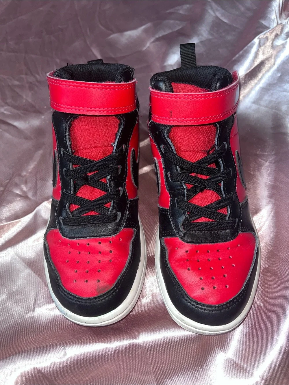 Nike Kids High-Top Sneakers in Red and Black